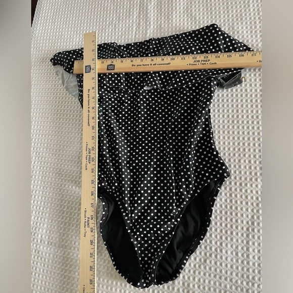 A.N.A. One piece Swimsuit Polka Dot Black & White M Off Shoulder or Halter NWT - Picture 10 of 12